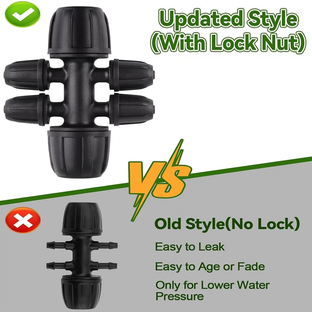 

30 Pack Locked Barbed Tee Connectors for 8/12mm Tubing 6 Way Irrigation Fittings for Efficient Water Distribution