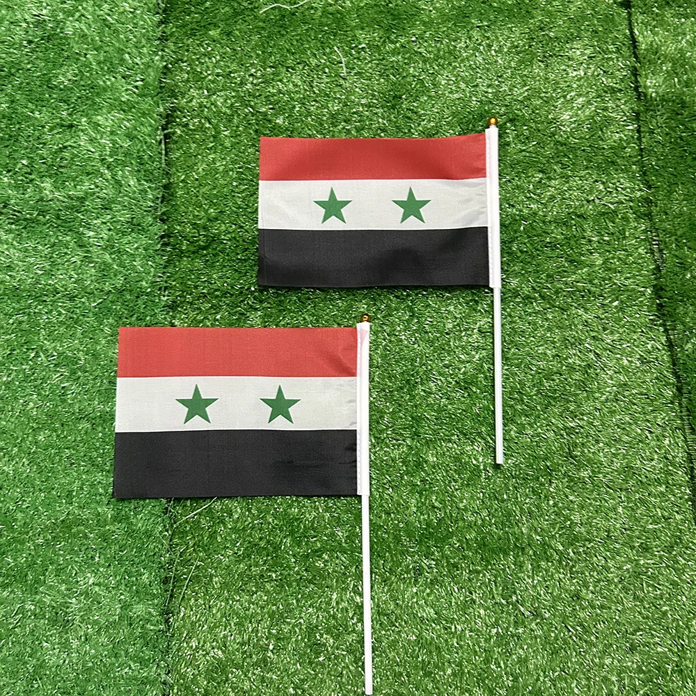 Bandera de mano de Siria con poste de plástico, para deporte - imagen 3