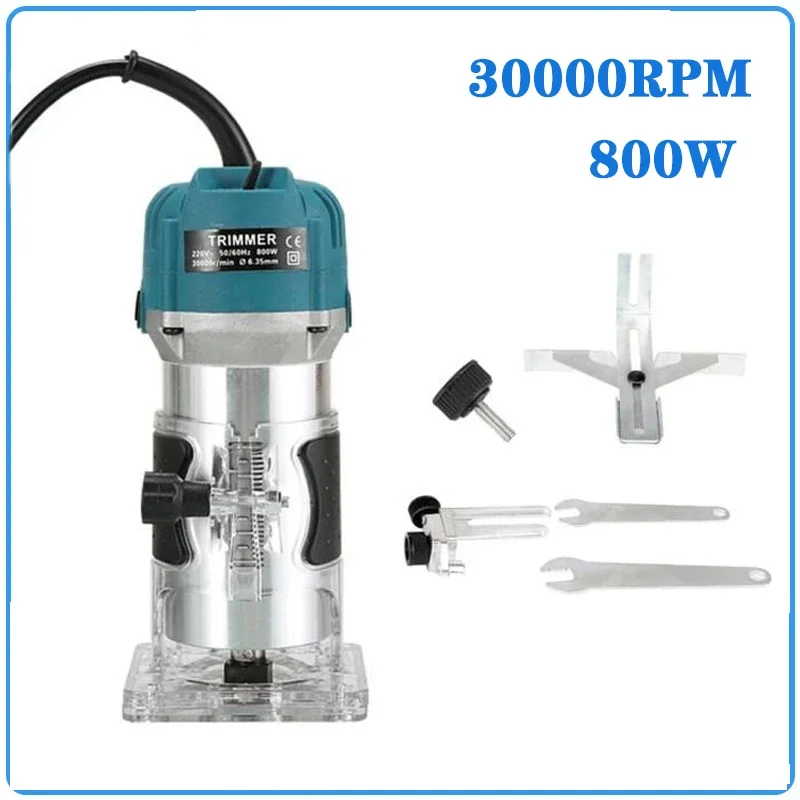 

800W 30000RPM Wood Router Machine Woodworking Electric Trimmer 1/4 Inch Wood Carving Milling Cutting Tools Carpenter Power Tools