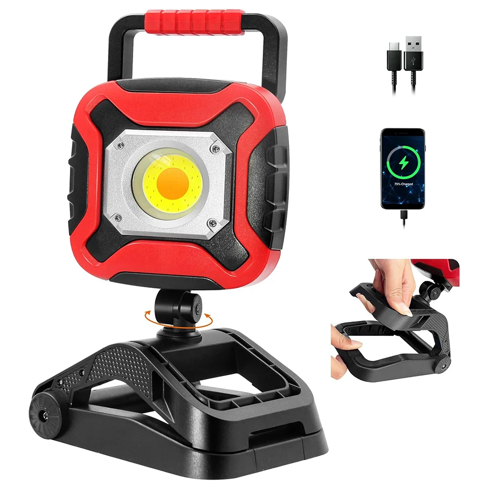 

Rechargeable Work Light Super Bright Magnetic Work Light with Battery Waterproof Portable Cordless Job Site Lighting For Garage