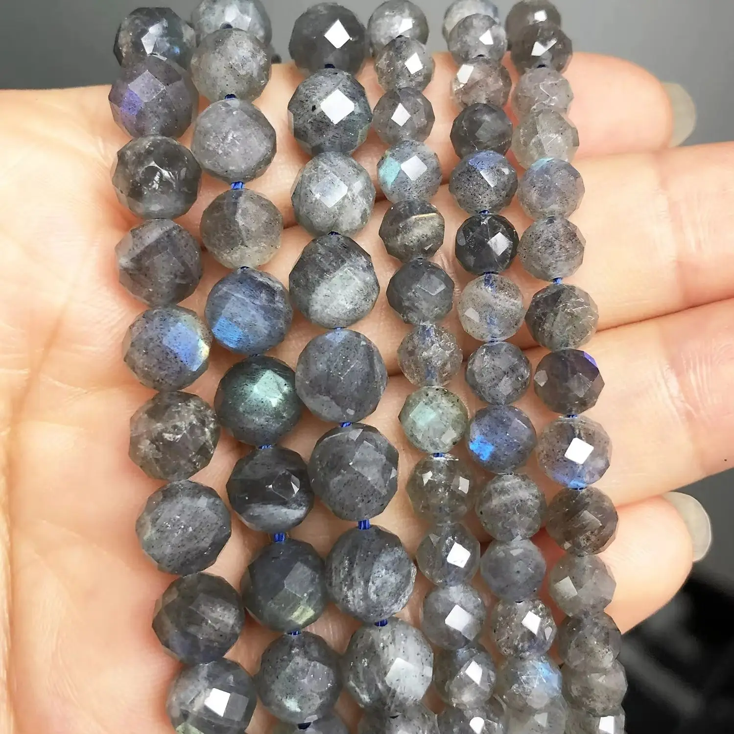Natural Faceted Labradorite Stone Beads Gem Loose Spacer Beads For Jewelry Making DIY Bracelets Necklace 7.5