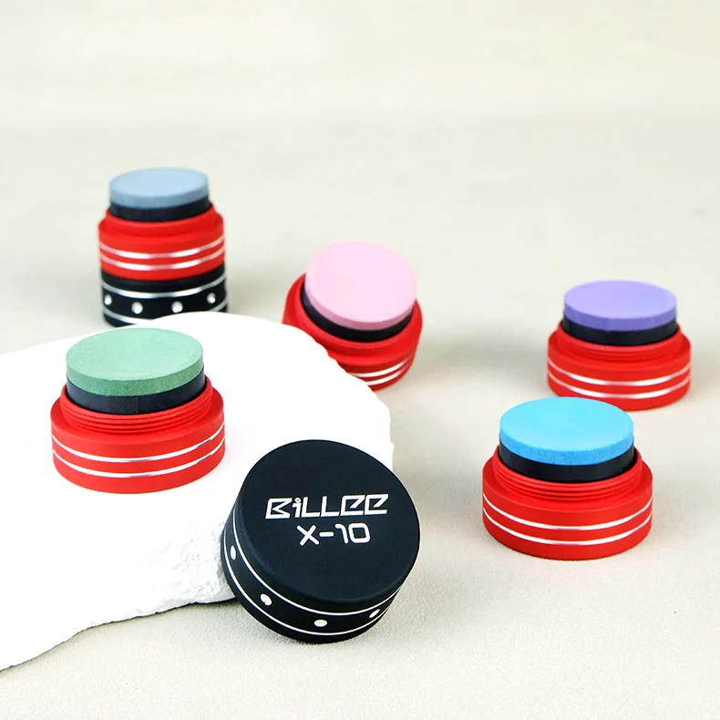 プロ仕様 BILLEE ラウンド型 チョーク グリーン/ブルー/グレー/パープル/ピンク スヌーカー＆ビリヤード キュー チョーク アルミ製チョーク収納ボックス付き