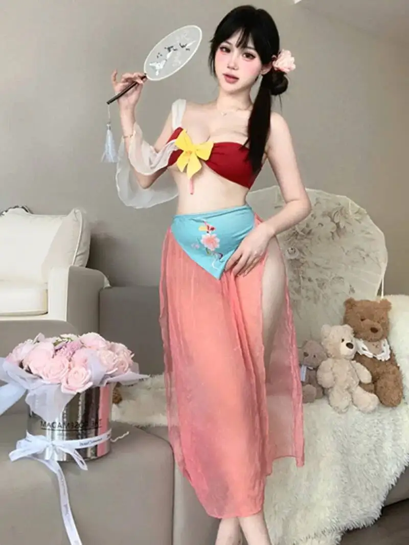 

Сексуальный древний очаровательный комплект Pure Desire с струящимися рукавами Hanfu в древнем стиле, сексуальная ночная рубашка Pure Desire, очаровательное 01T6