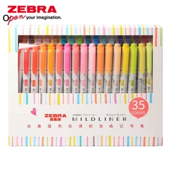35 Color ZEBRA Mildliner Highlander Set Soft Pastel Double Ended WKT7 Marker Pen for Coloring, Highlighting Kawaii Stationery