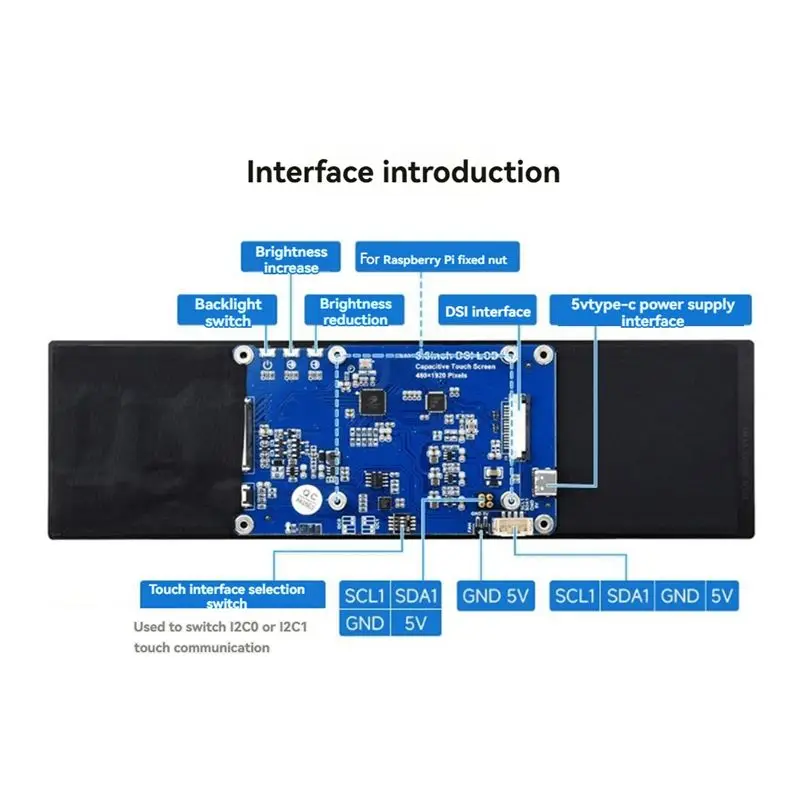 A97I-8.8Inch DSI Capacitive Touch Screen 480×1920 Pixels 10-Point Touch DSI Interface IPS Display For Raspberry Pi 5