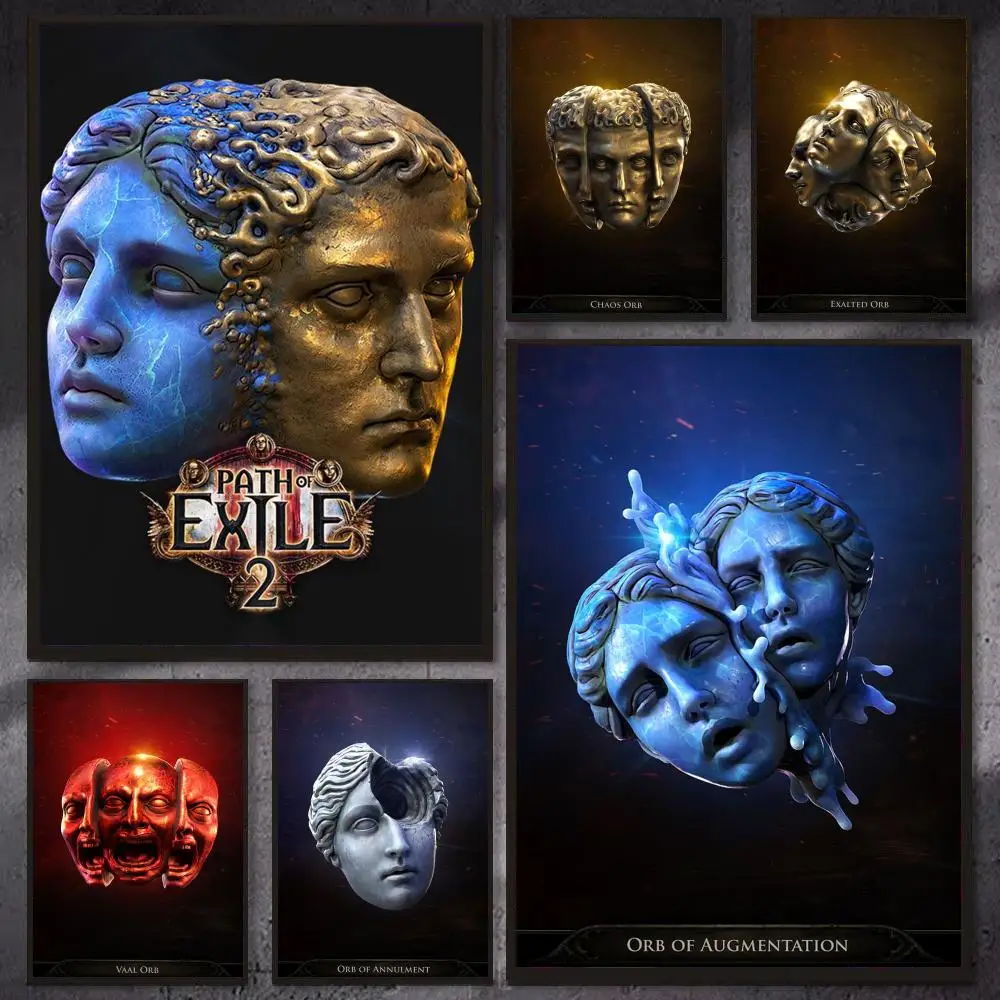 Game P-Path of Exile 2 dark  Poster Modern Aesthetic Canvas Wall Art Poster Cool Room Stuff Bedroom Decor