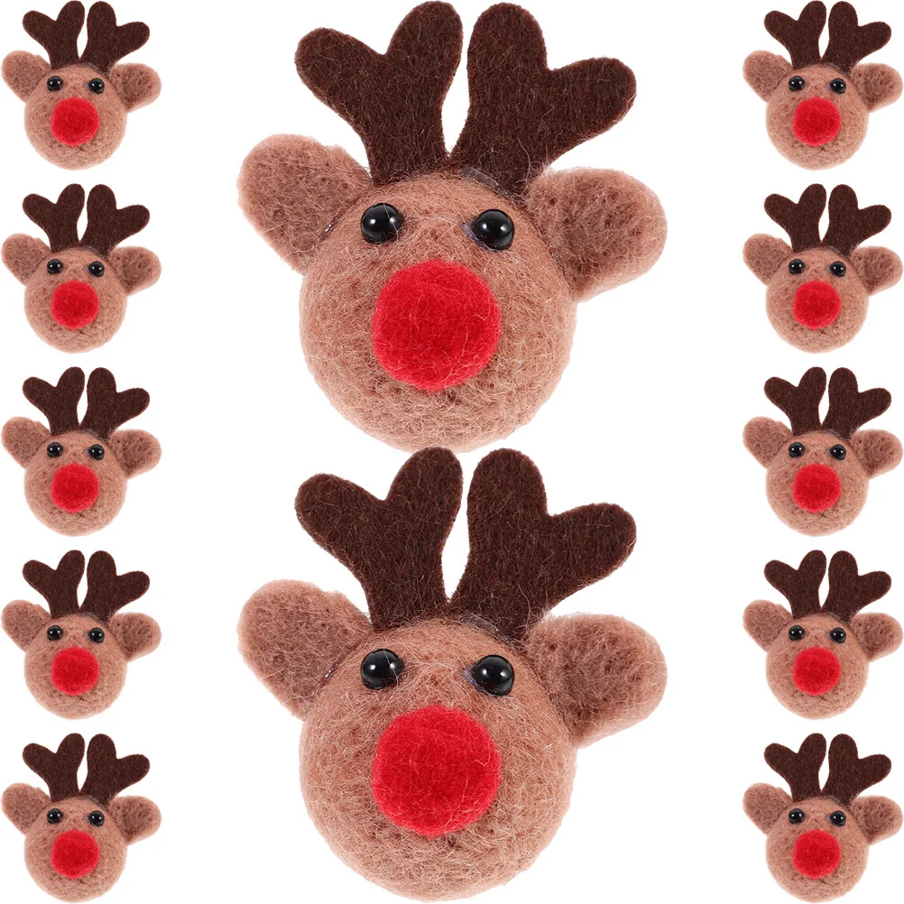 

12Pcs Cute Elk Heads Decor Christmas Xmas Ornament Fine Craftsmanship Small Elk Heads for DIY Crafts Tree Wreath Decor