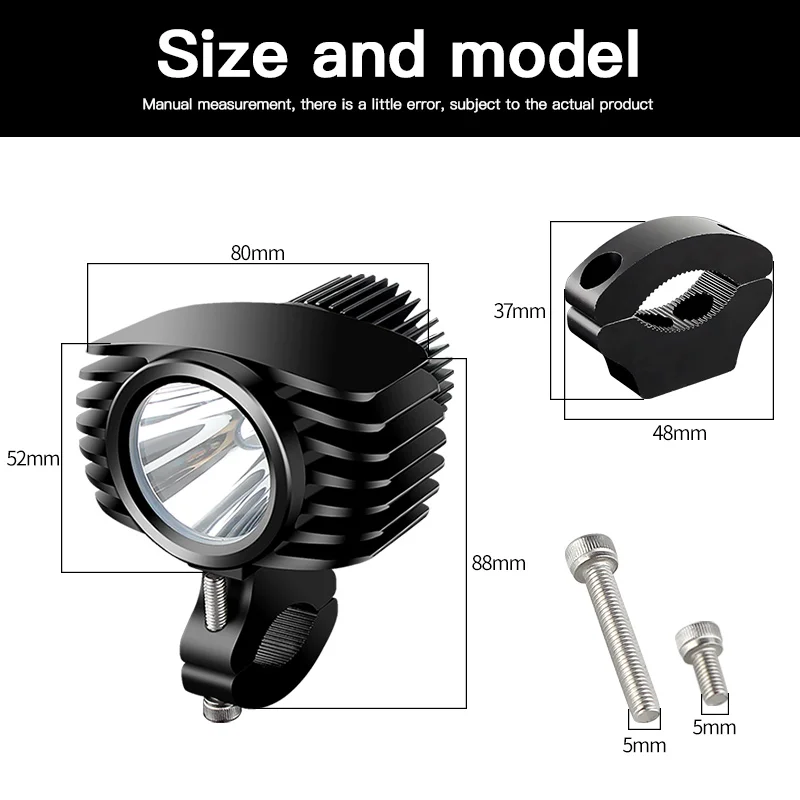 1Pcs White LED Car External Headlight 18W High/Low Motorcycle Headlamp Spotlight Drive Fog Spot Lights DC10v-72V