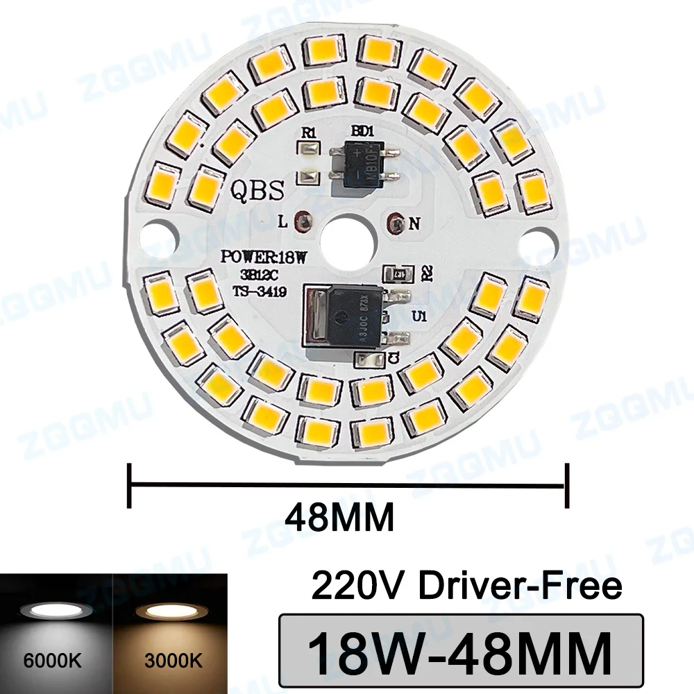 لوحة مصباح ألمنيوم LED ، سائق ذكي IC ، لوحة لمبة ، مصدر Dowlight ، أبيض دافئ ، AC V ، 3W ، 5W ، 7W ، 9W ، 12W ، 15 واط ، SMD2835