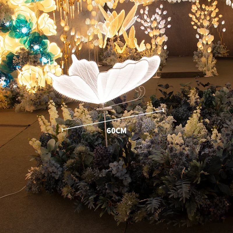 Customized Wholesale Glow Butterfly Wings Road Lead Led Light Stand Background Stage For Wedding Scene Layout Props Lamps