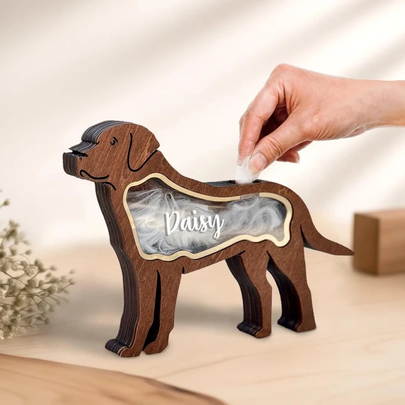 Home Desk Decor Wooden Pet Hair Keepsake Box Family Guy Growth Record Accessories Leave A Memorial for Deceased Pets Remembering