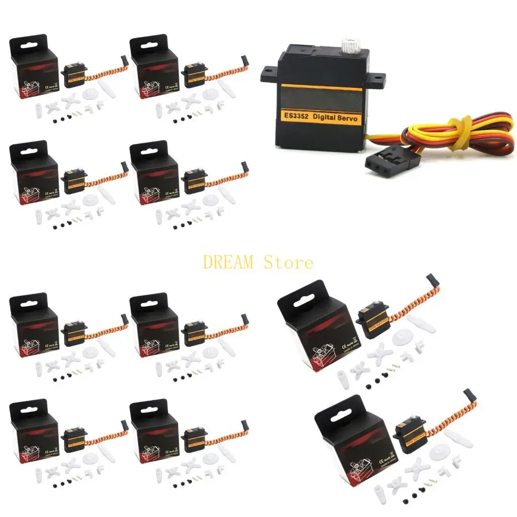 Model Aircraft Repair Motor ES3352 4.8V-6V with Black Housing, Horn Parts, and 3-Wire Cable for Steering Maintenance Work Best