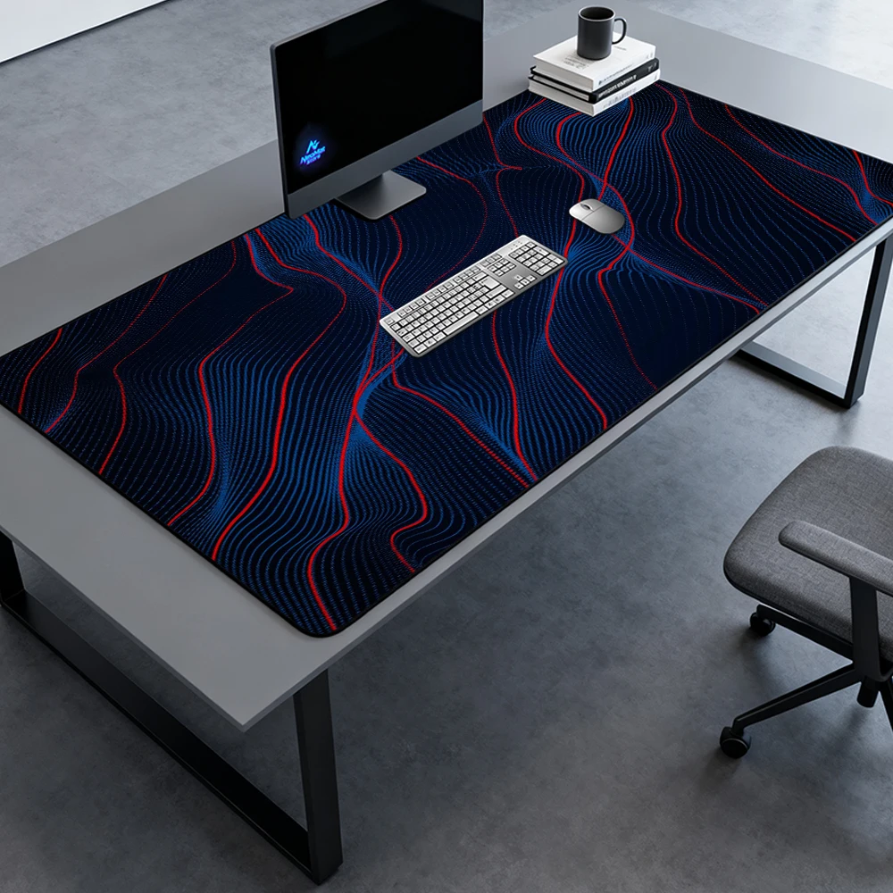 Topography Mouse Pad 1600x600mm Blue Red Line Cyberpunk Gaming DeskMat Minimalist Rubber Pad Large Mouse Mat 120cm for PC Setup