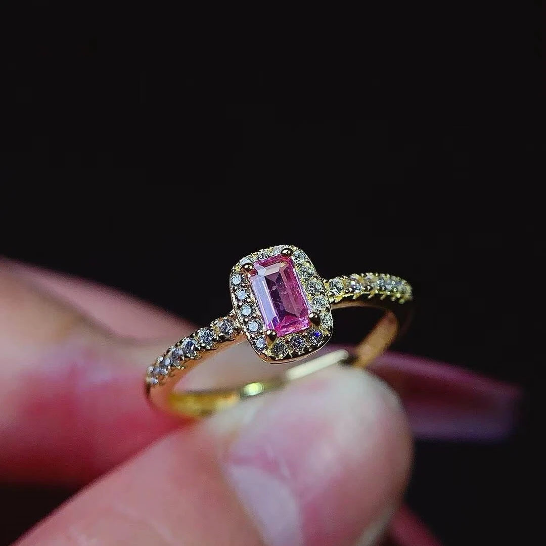 KJJEAXCMY Natural Pink Sapphire Women's Ring, S925 Silver Base, Multiple Testing Certification, Comfortable to Wear and Shining