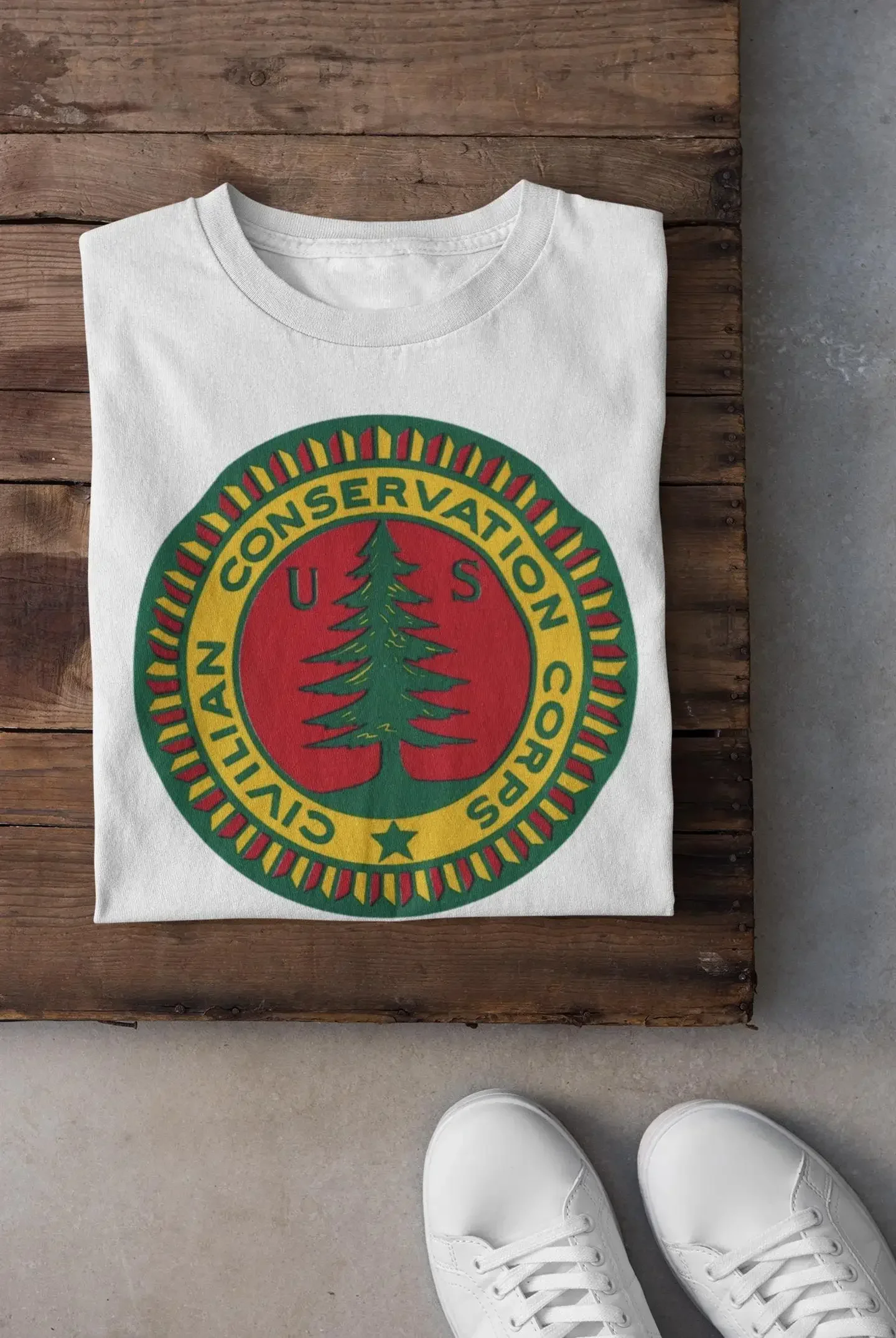 Vintage Civilian Conservation Corps T Shirt Forest Sweat Public Works American History Tree Lover Retro