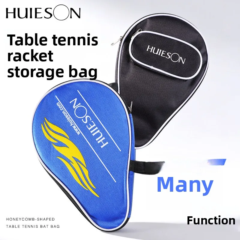 

Huisheng Goblet Shaped Ping Pong Paddle Case Single Paddle Sleeve Wide Strap Holds Three Ball Protectors Logo Printing