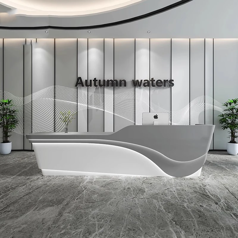 مكاتب استقبال صالون التجميل، أرفف طويلة حديثة، مكاتب استقبال شركة المطاعم، أثاث مكاتب بار Scrivania البسيط