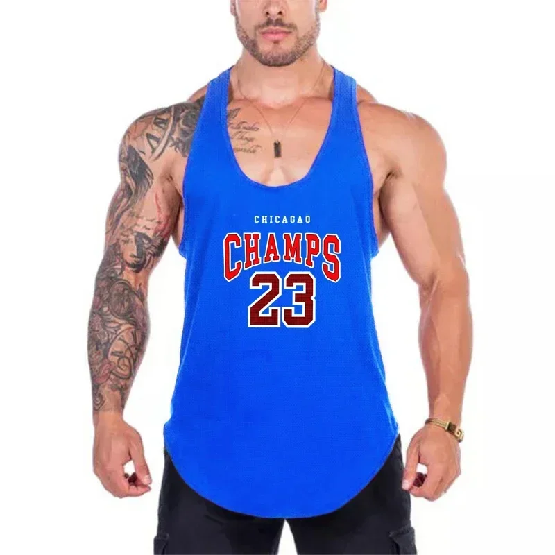 Chicago Champs 23 USA City Team Gym Tank Tops Mens Fitness  Mesh Quick Dry Bodybuilding Shirt Workout Muscle Sleeveless Singlets