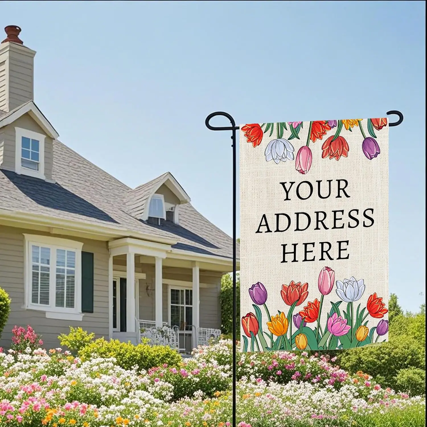 Custom Spring Summer Garden Flag 12x18 inch Double Sided, Personalized Address Garden Flags for Outside, Spring Floral Welco GGO
