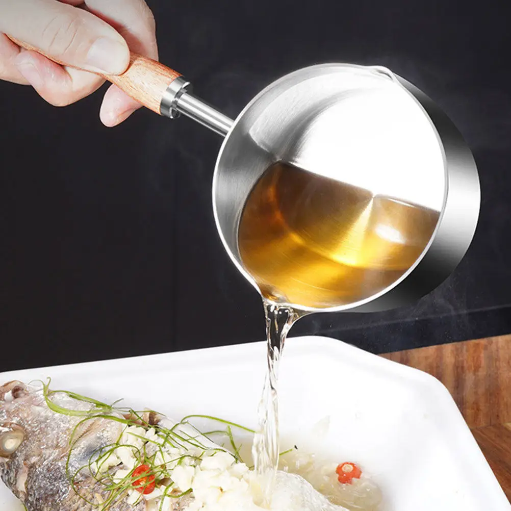 Olla de acero inoxidable 304 con mango grueso y aislamiento, multifunción, para cocer huevos, derretir mantequilla, con boquilla para verter