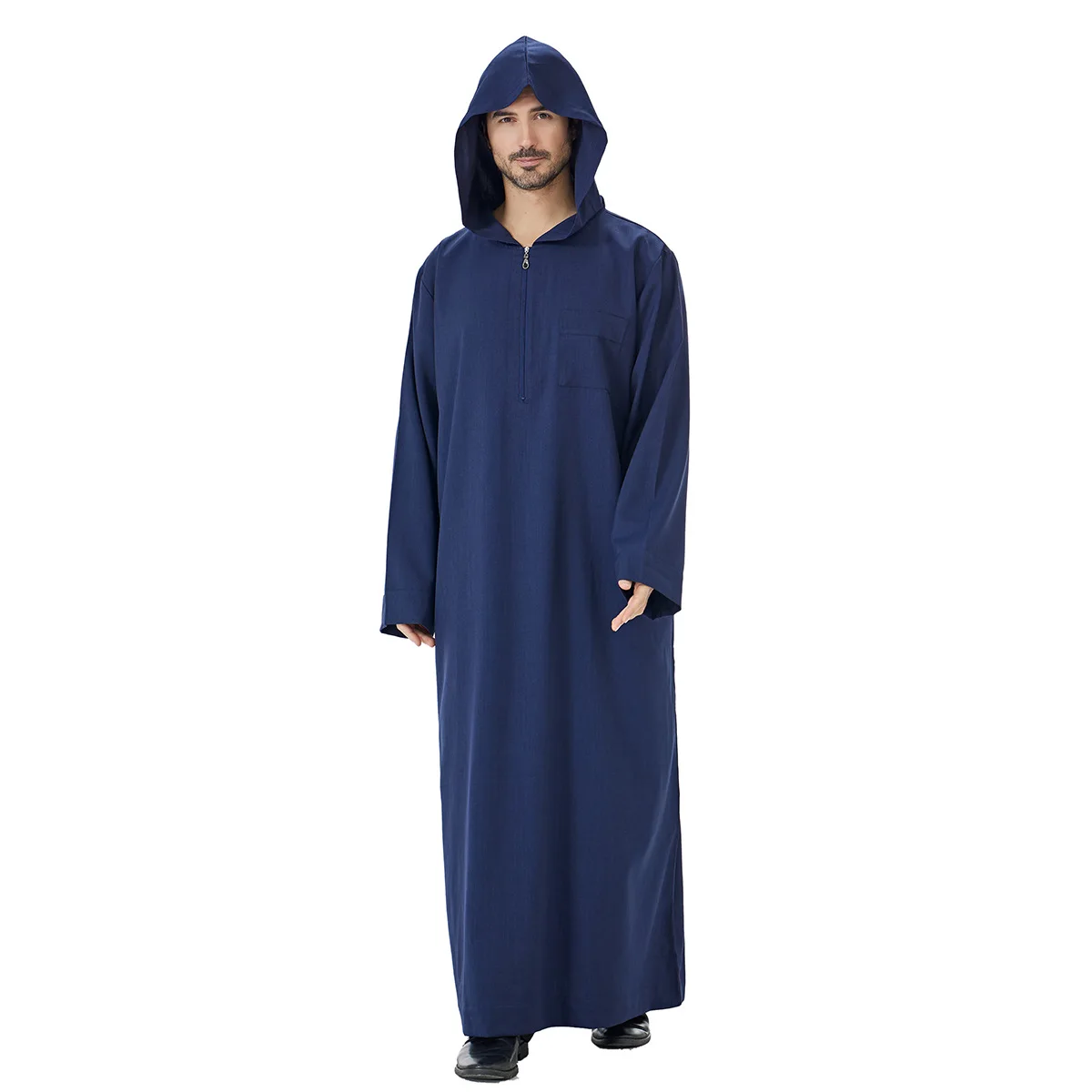 

Мужская мусульманская одежда: Арабская рубаха с капюшоном, длинным рукавом, саудовская джубба, тоба, кафтан, даджа, дишдаша, исламская одежда, однотонная.