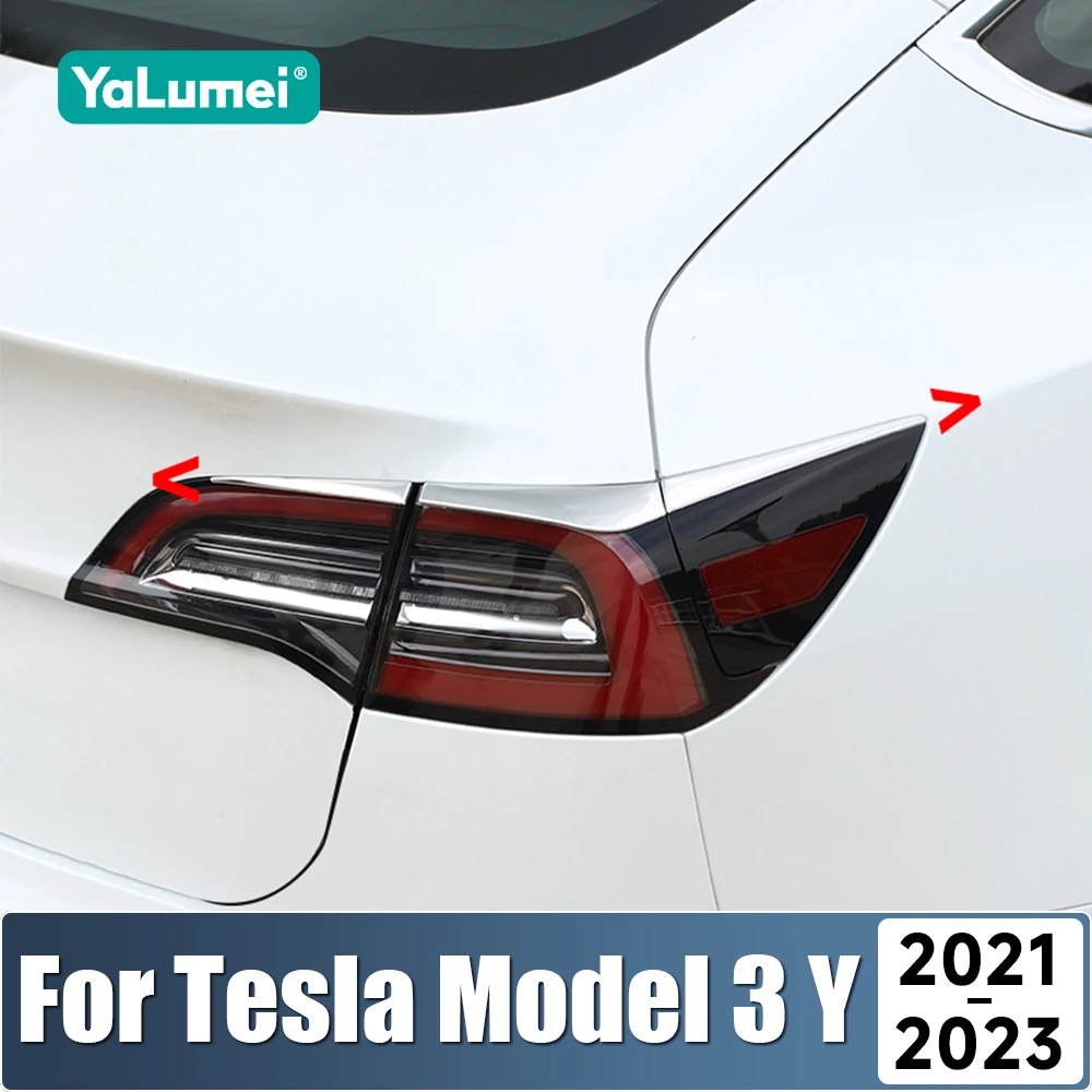 

For Tesla Model Y 2021 2022 2023 2024 Model 3 2021 2022 2023 Car Rear Headlight Eyebrow Tail Light Lamp Cover Trim Accessories