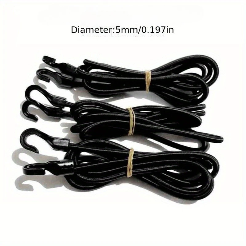 3pcs 1m Heavy Duty Elastic Bungee Shock Cord Strap Stretch Plastic Hook Car Luggage Tent Kayak Boat Canoe Bikes Rope Tie