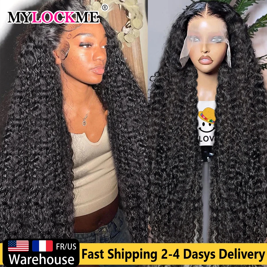 Deep Wave 13x6 Transparent Lace Frontal Human Hair Wigs 200% Brazilian Remy 13x4 Water Wave Curly Front Wig For Women