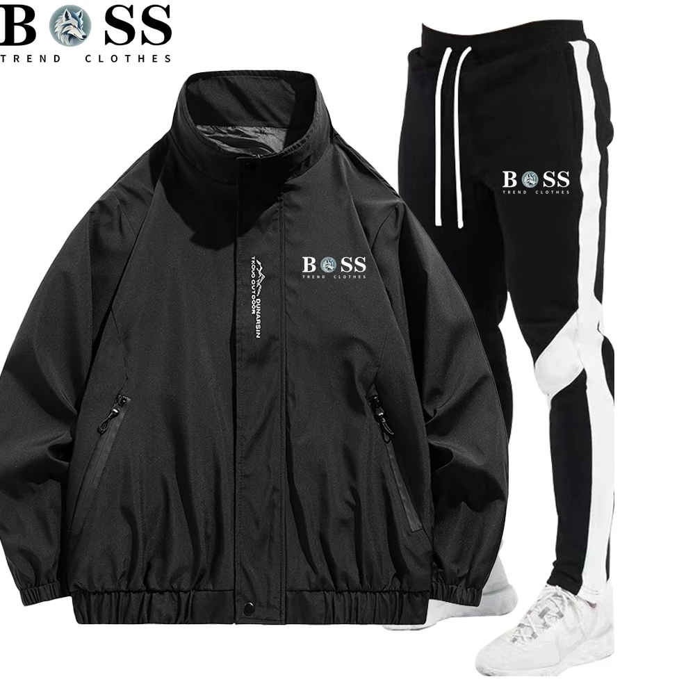 TREND CLOTHES 2025 Spring New Men's Set Jacket Sports Pants Two Piece Sports Casual Stand Neck High Quality Jacket