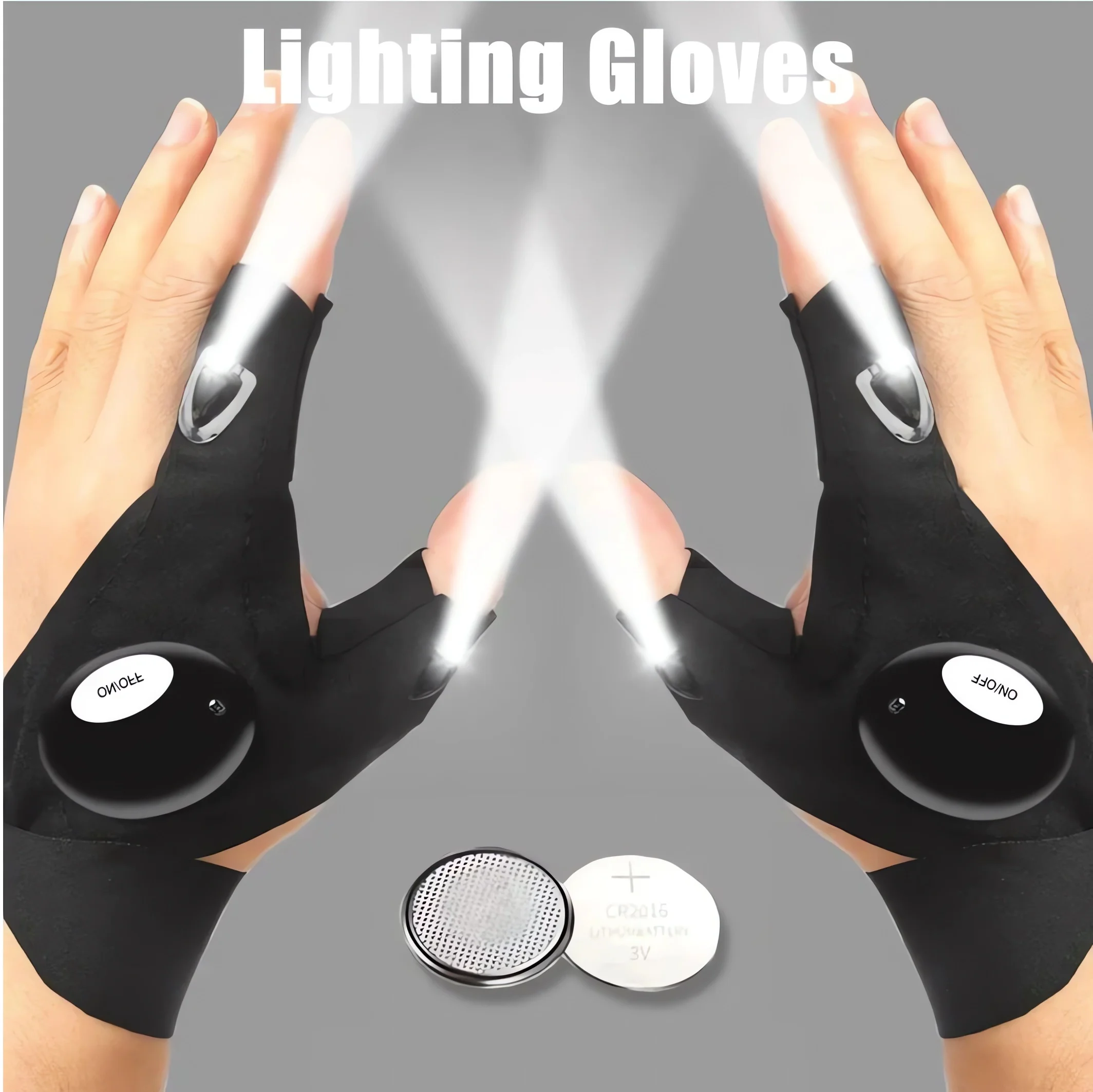 LED Flashlight Luminous Running Gloves Waterproof Cycling Camping Hiking Rescue Glove Lamp Lighting Gloves Fingerless Gloves