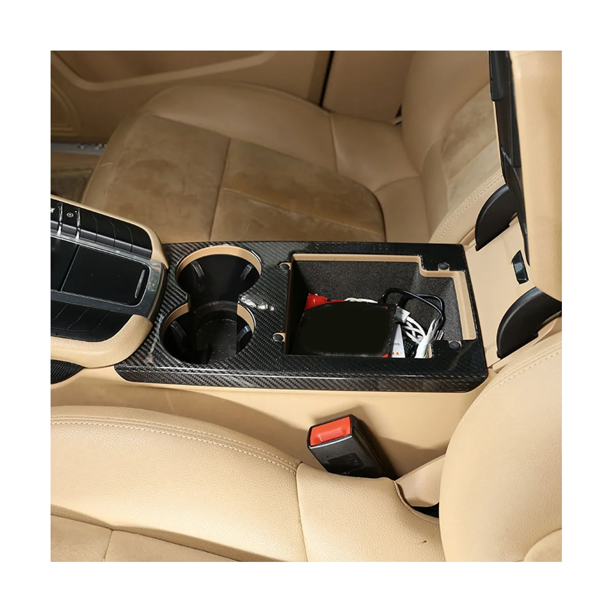 Voor Porsche Macan 2014-2022 Droge Koolstofvezel Centrale Controle Waterbekerhouder Paneel Frame Bekleding Auto-Accessoires