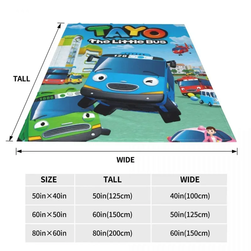 Tayo The Little Bus Child Wool Blankets Korea cartoon anime for kids Custom Throw Blanket for Bed Sofa Couch 200x150cm Quilt