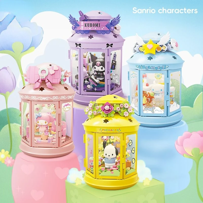 

New Kawaii Genuine Sanrio My melody Pochacco Kuromi Wonderful Lamp Series Assembled Educational Toy Ornament Cute Birthday Gift