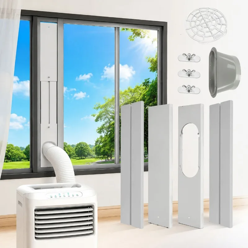 Portable Air Conditioner Window Vent Kit Adjustable Seal Panel for 5.9In AC Exhaust Hose Vertical/Horizontal Sliding Window