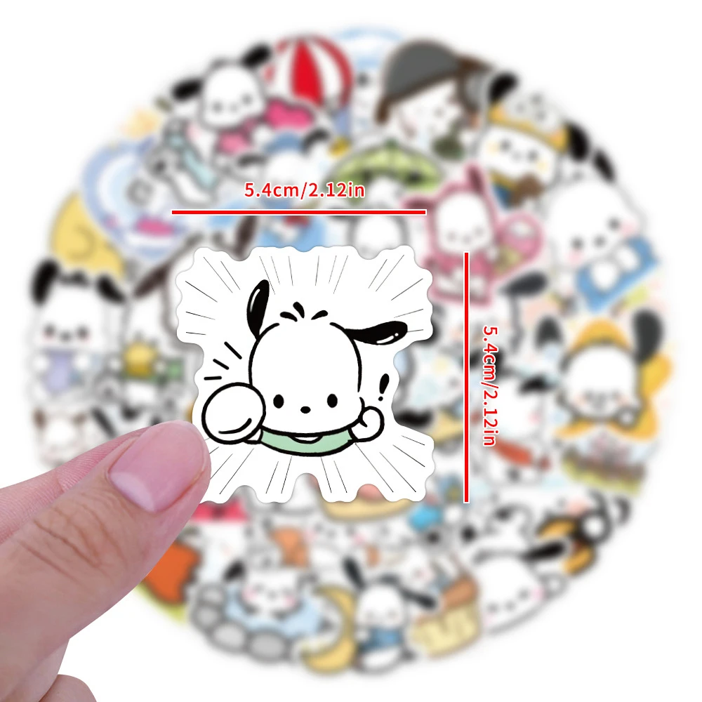 10/30/60pcs Funny Sanrio Anime Pochacco Stickers Kawaii Graffiti Sticker Kids Toy Phone Water Bottle Luggage Cute Cartoon Decals