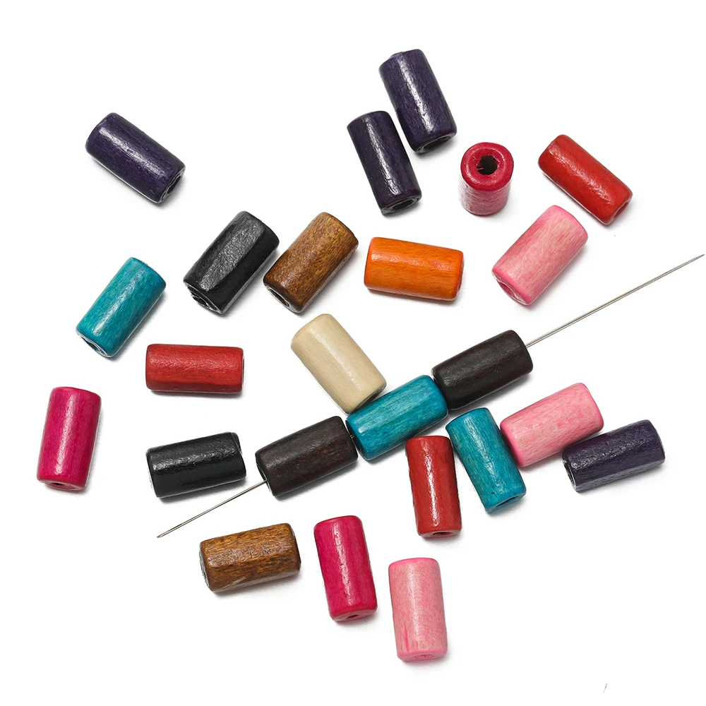 100 Teile/los 6*12mm Holz Rohr Form Perlen Bunte Spacer Perlen für DIY Armband Halskette Ohrringe Schmuck Machen zubehör