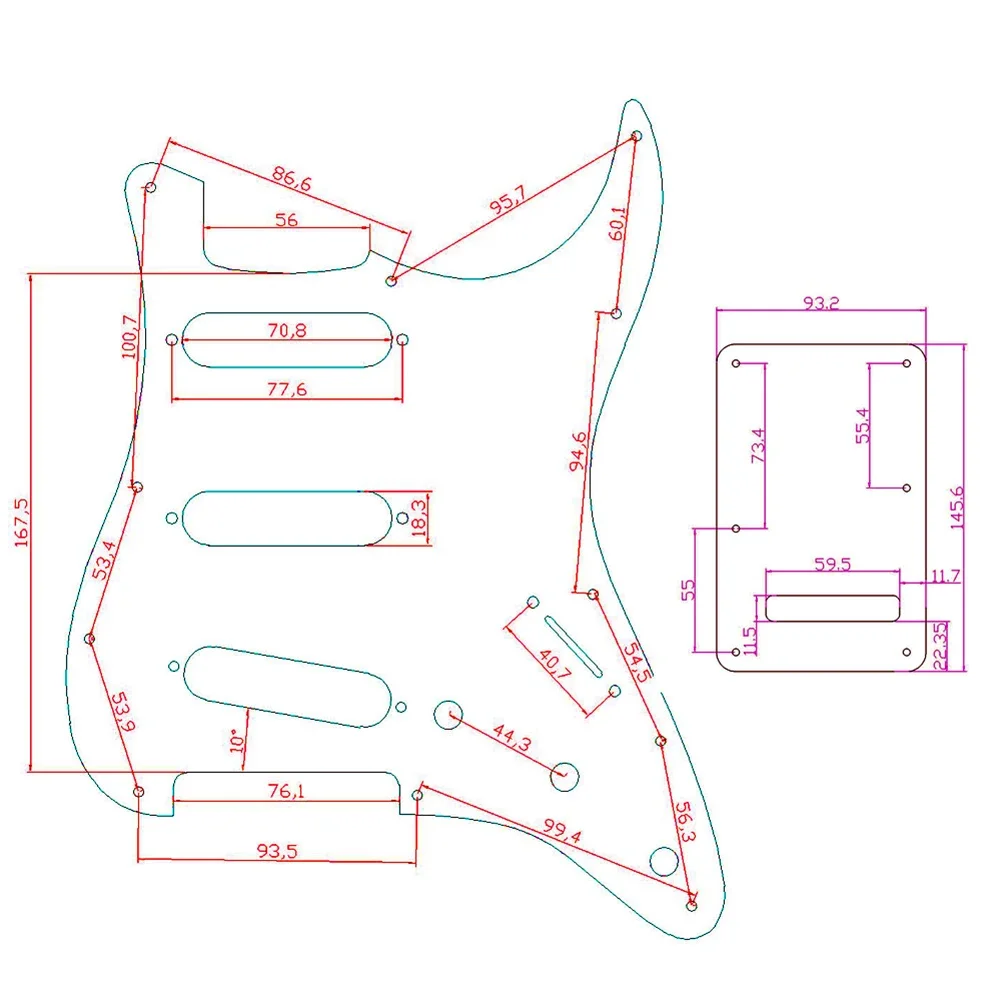 High Quality Brand New.Heavy Duty SSS Guitar Pickguard V Pickups Scratch Plate With Back Tremolo Cover 11 Holes