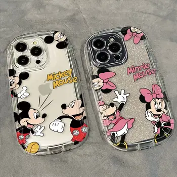 Disneys Mickeys Minnies Mouses mutlu telefon kılıfı için iPhone 15 14 13 12 11 Pro Max 7 8 artı XR XS MAX SE Y2K sevimli arka kapak