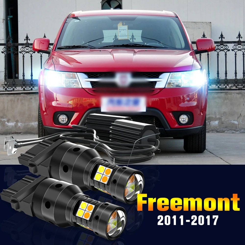 2pcs LED Dual Mode Turn Signal+Daytime Running Light DRL Lamp For Fiat Freemont 2011-2017 2012 2013 2014 2015 2016 Accessories