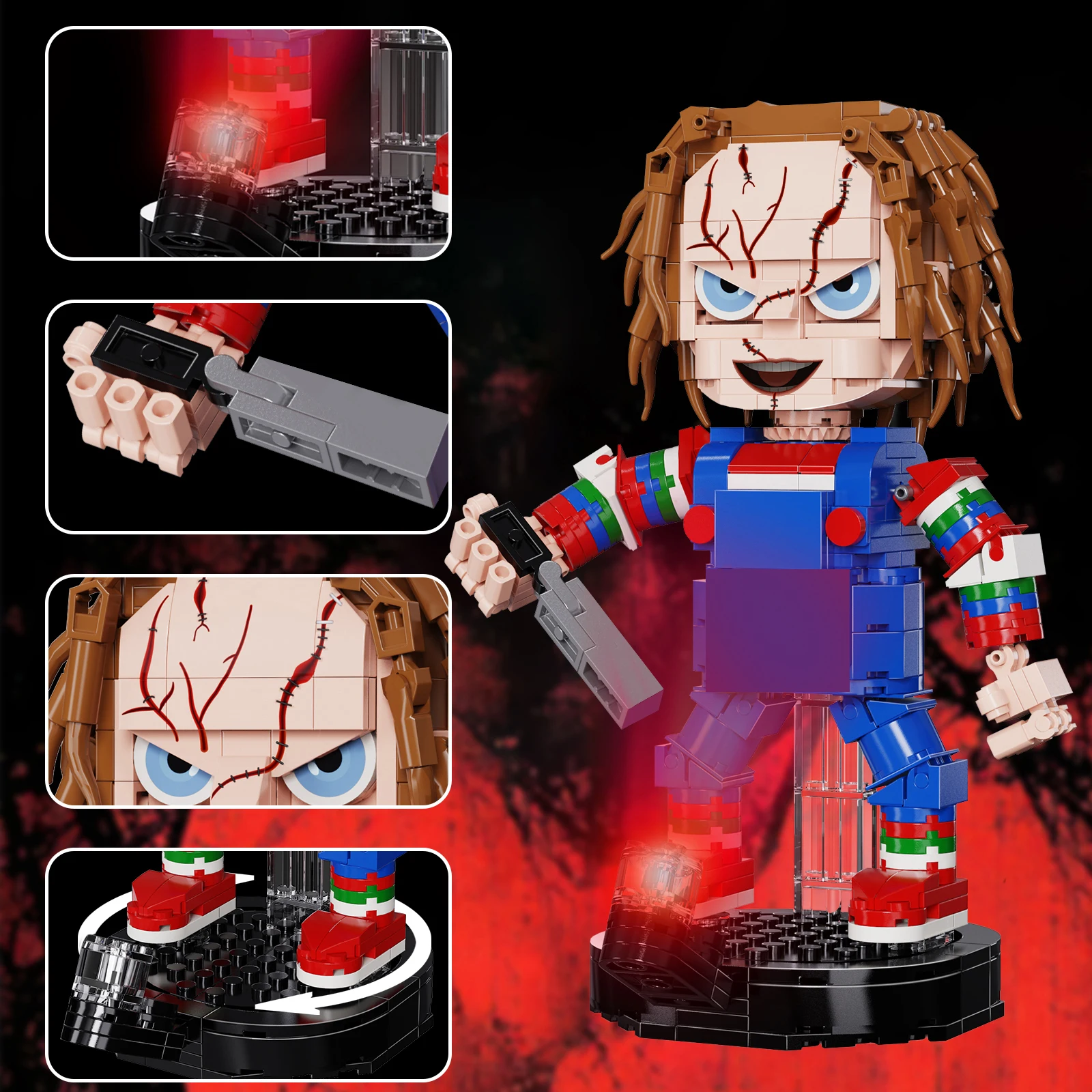 Blocchi di costruzione per bambole horror di Halloween Film spaventoso Figure di clown Kit modello Giocattoli Decorazione di Halloween Regalo per i fan Bambini Adulti