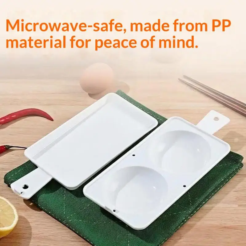 Microwave Egg Cooker 2 Cavity Egg Poacher Tray Plastic Egg Making Mold For Home Breakfast Cooking Non Stick Easy Cleaning