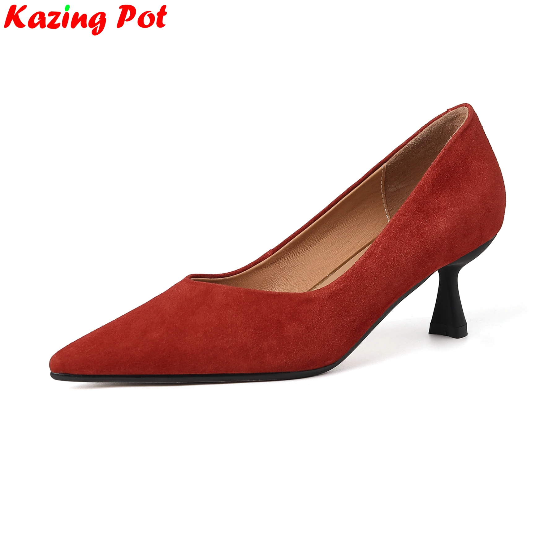 

Krazing Pot 2026, детские замшевые осенние туфли с острым носком, туфли на высоком каблуке, для свиданий, для вечеринок, брендовые офисные женские роскошные элегантные женские туфли-лодочки