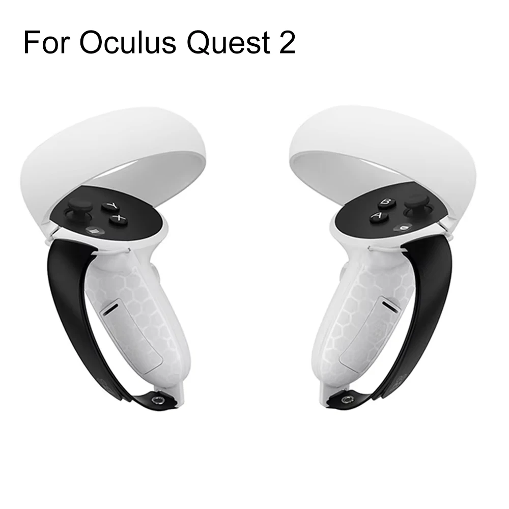 

White Handle Grip Adjustable Knuckle Strap for Oculus Quest 2 Controller Battery Cover Grips Handle Protector VR Accessories