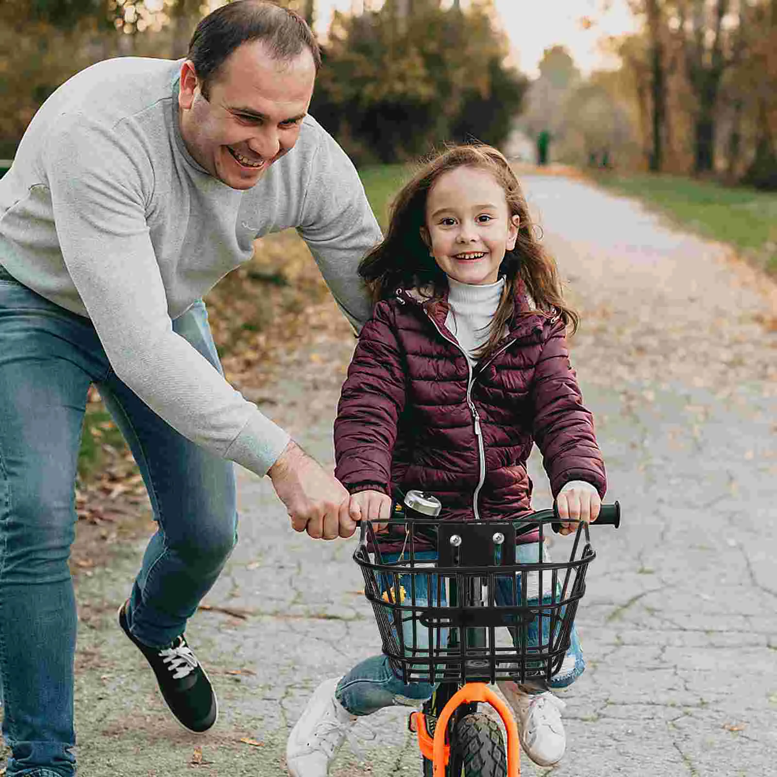 

Basket Front Cargo Detachable Black Handlebar Kids Bike Metal Storage Smooth Easy Install Lightweight Riding