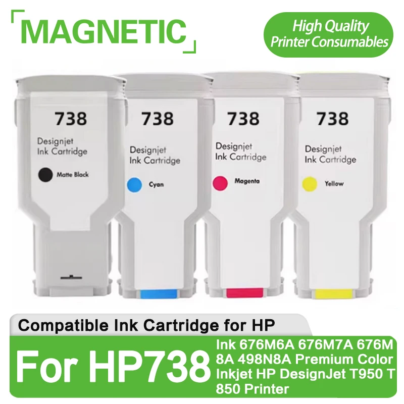 cartucho de tinta compativel para impressora hp jato de tinta colorido premium hp738 738xl 676m6a 676m7a 676m8a 498n8a t950 t850 01