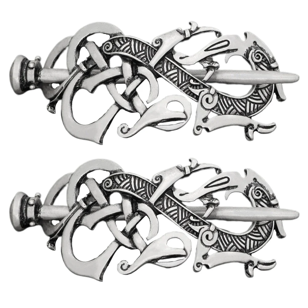 

2PCS Hairpin Knot Viking Art Decorative Alloy Daily Wear Accessory Women Hair Clip StylishVintage Design