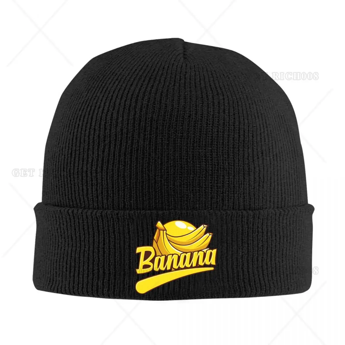 Gorros con Logo de plátanos amarillos, gorros de moda para hombres y mujeres, gorro tejido para exteriores, gorro elástico térmico con gráfico de otoño