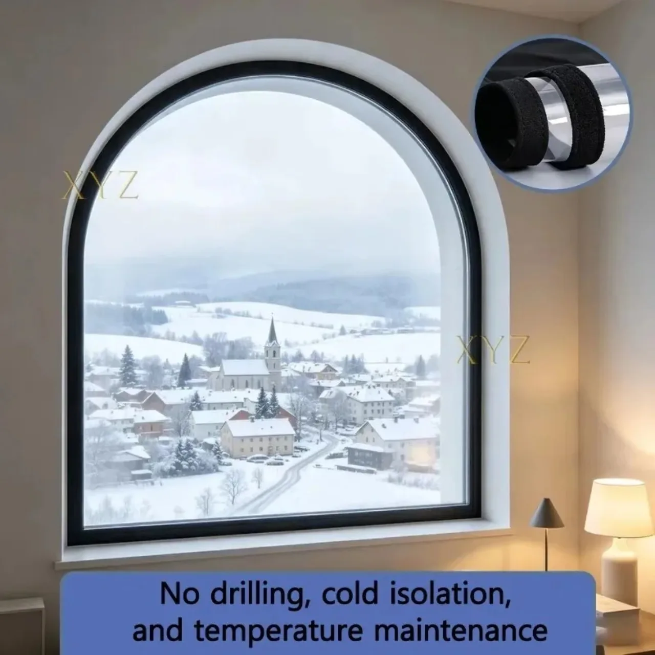 High Transparency Windproof Insulation Customizable Black Edge Curved Top Window Film, PVC Material Environmentally Friendly