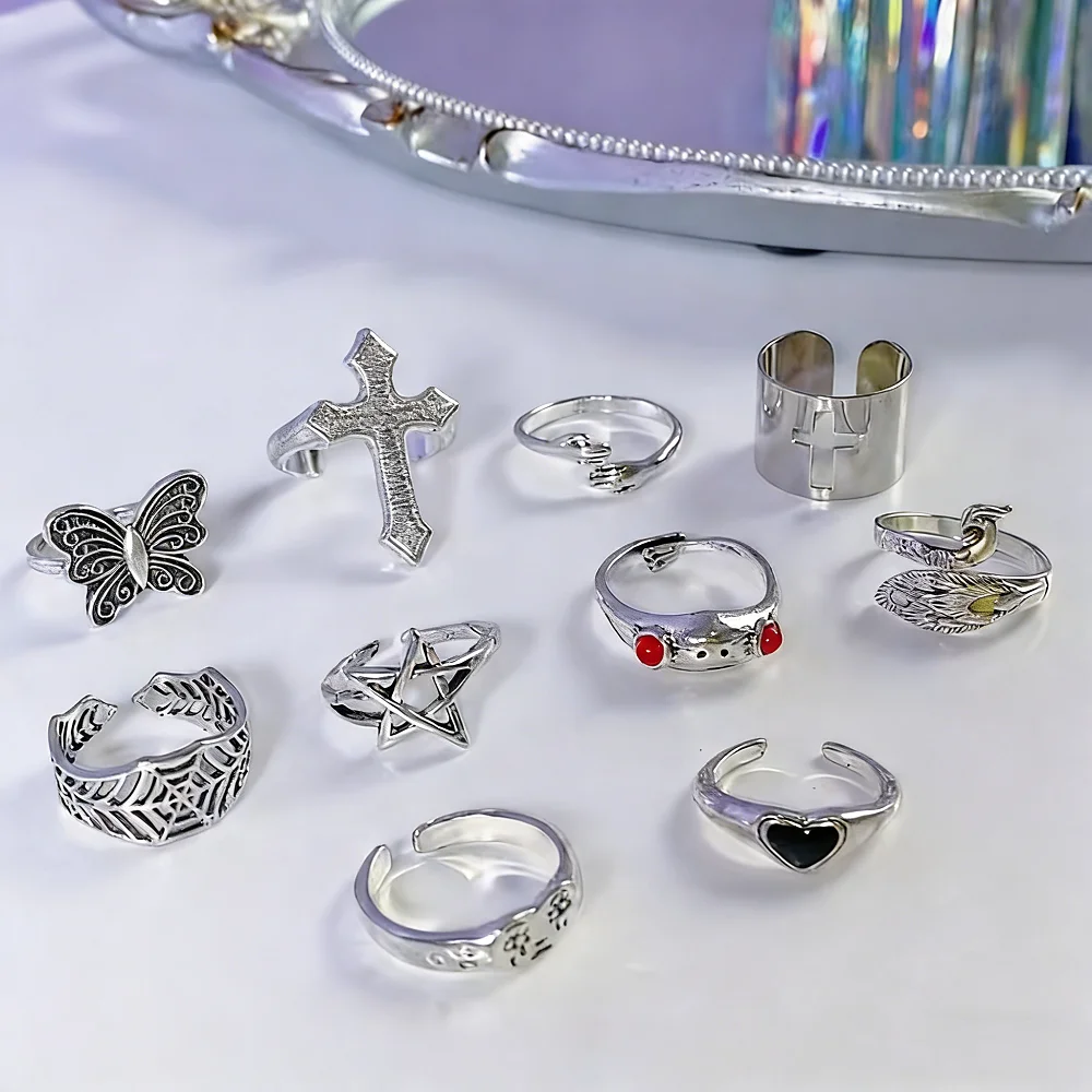  8/10/15/20Pieces Retro Gothi - Gothic Skull Ring ulasan dan harga