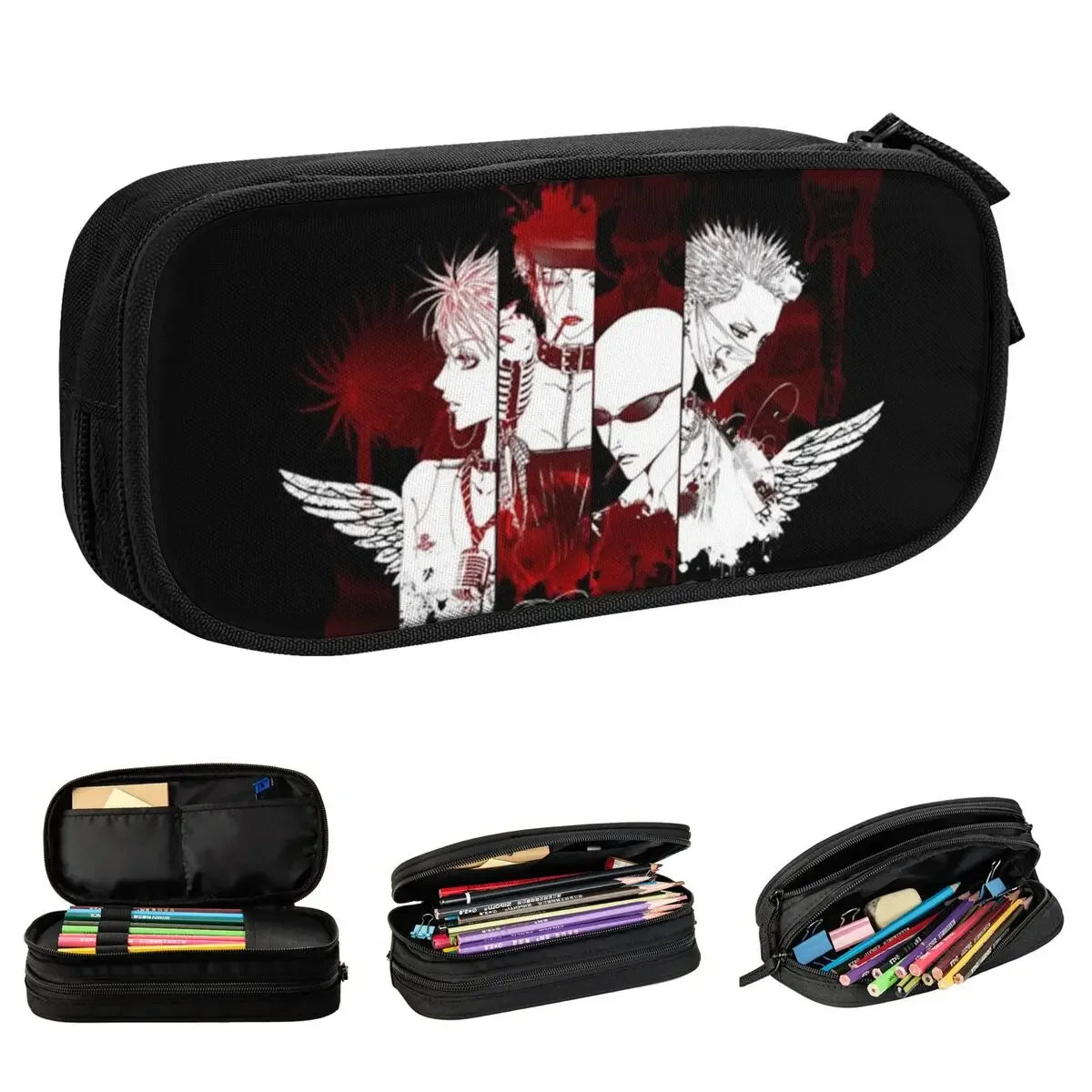 Black Stones Anime Pencil Cases Lovely Nana Osaki Punk Manga Pen Box Bags Large Storage School Supplies Zipper Pencil Box